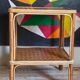 Table desserte d'appoint en bois et rotin années 50