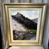 Oil on canvas representing a lake signed lucien wolff alsacian painter