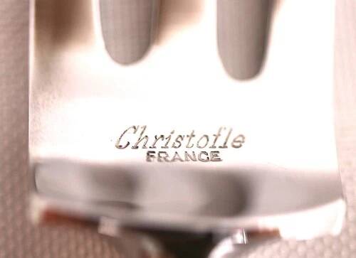 Christofle Galea serving fork, stew, carving silver-plated metal, perfect condition.