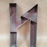 sign letter N metal zinc vintage 1950 1960