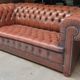 Vintage Chesterfield 2-Seater Sofa in Burgundy Leather with Button Tufting