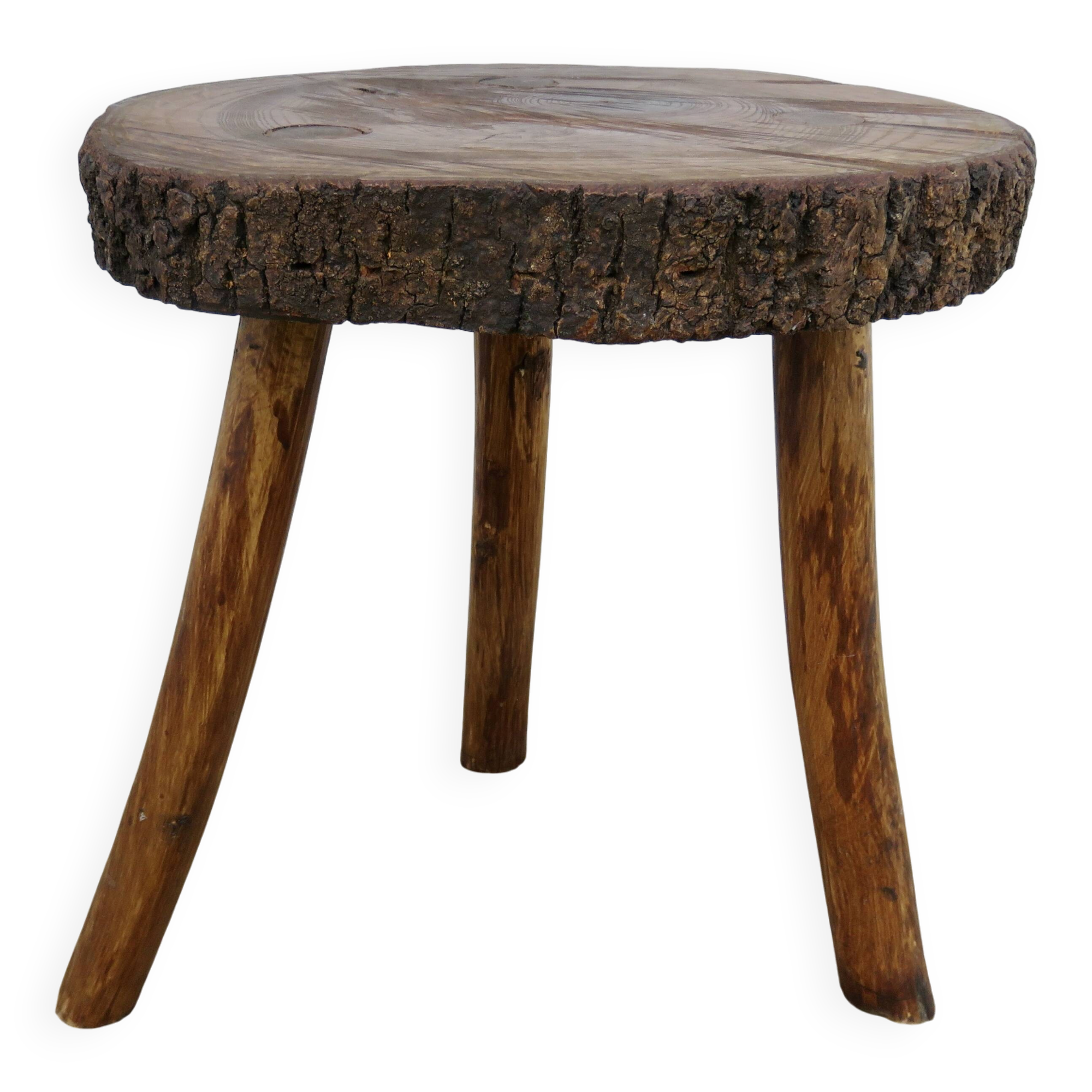Brutalist stool in solid wood