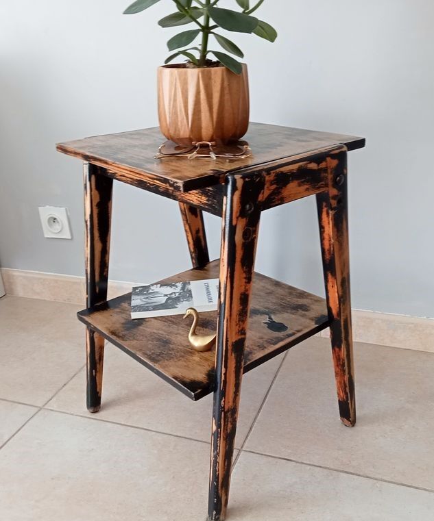 Vintage side table compass legs