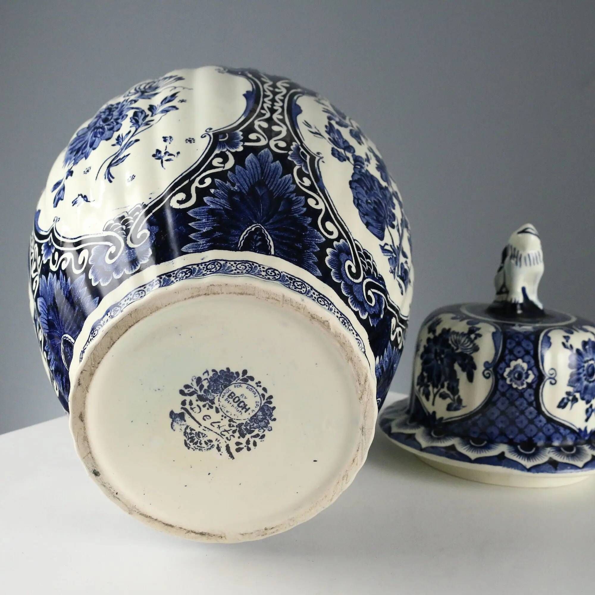 Antique white ceramic vase, decorated, Netherlands, 20th century