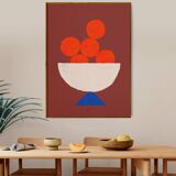 Poster printed in giclée quality with illustration of oranges