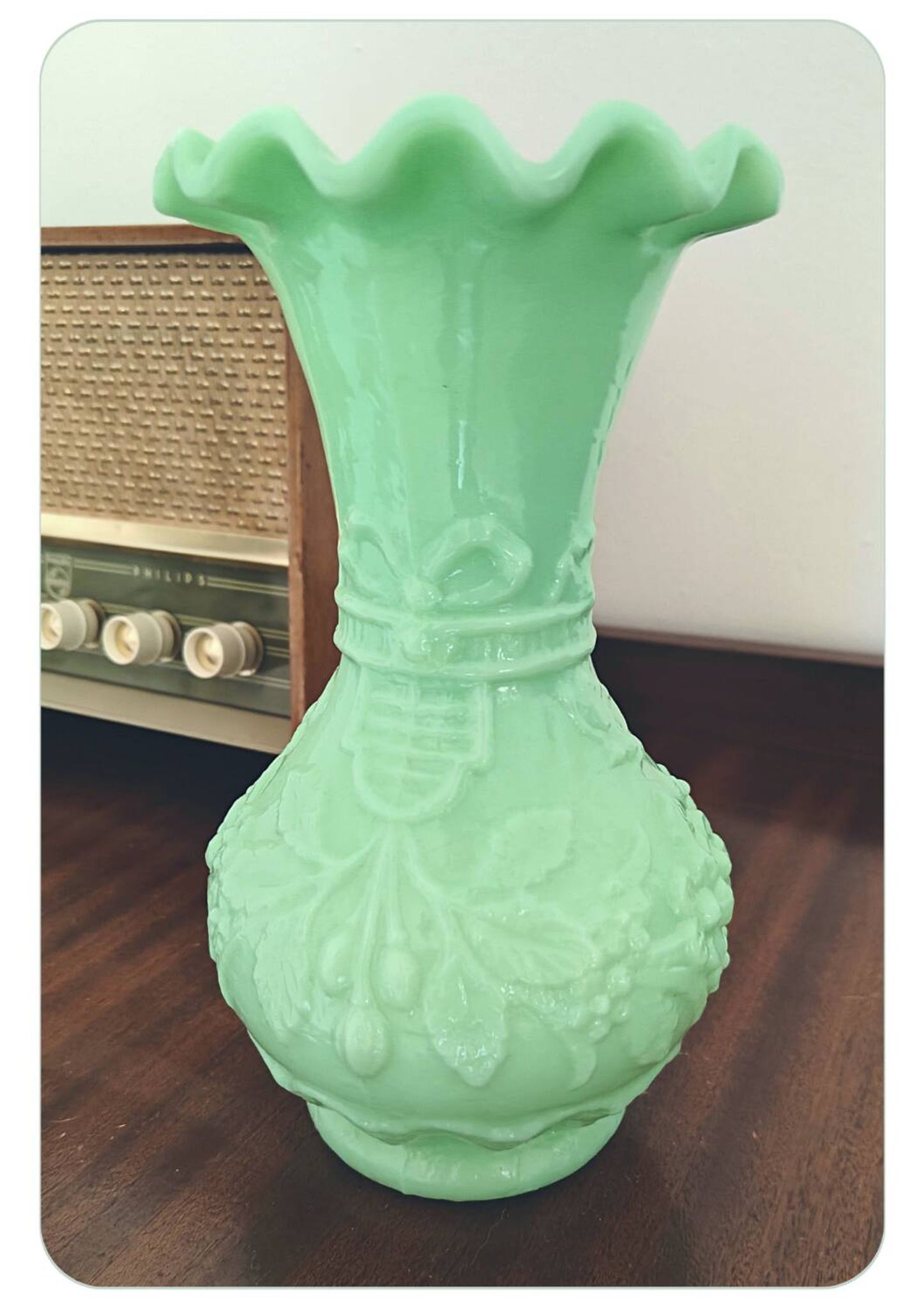 Vase en verre opalin Art Nouveau Portieux Vallerysthal