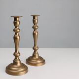 Set of two antique 19th century French copper candlesticks