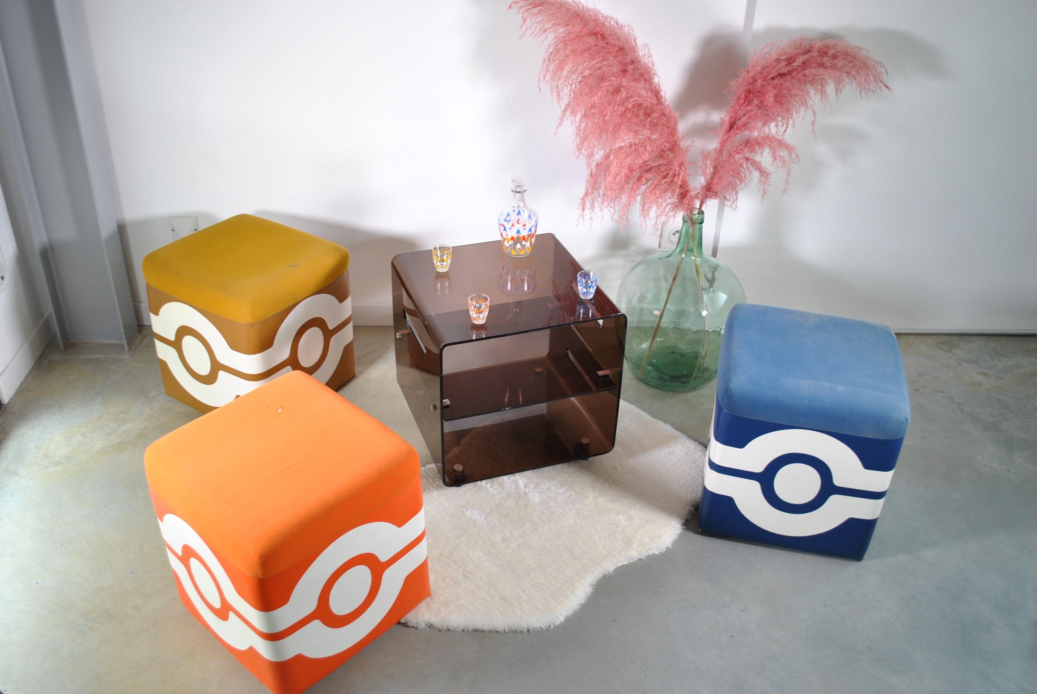 Poufs vintage année 80
