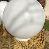Art Deco globe in white opaline
