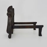 Pair of cast iron fireplace andirons. France, 19th century.