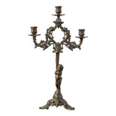 Ancien chandelier en bronze avec putto, XIXe s.