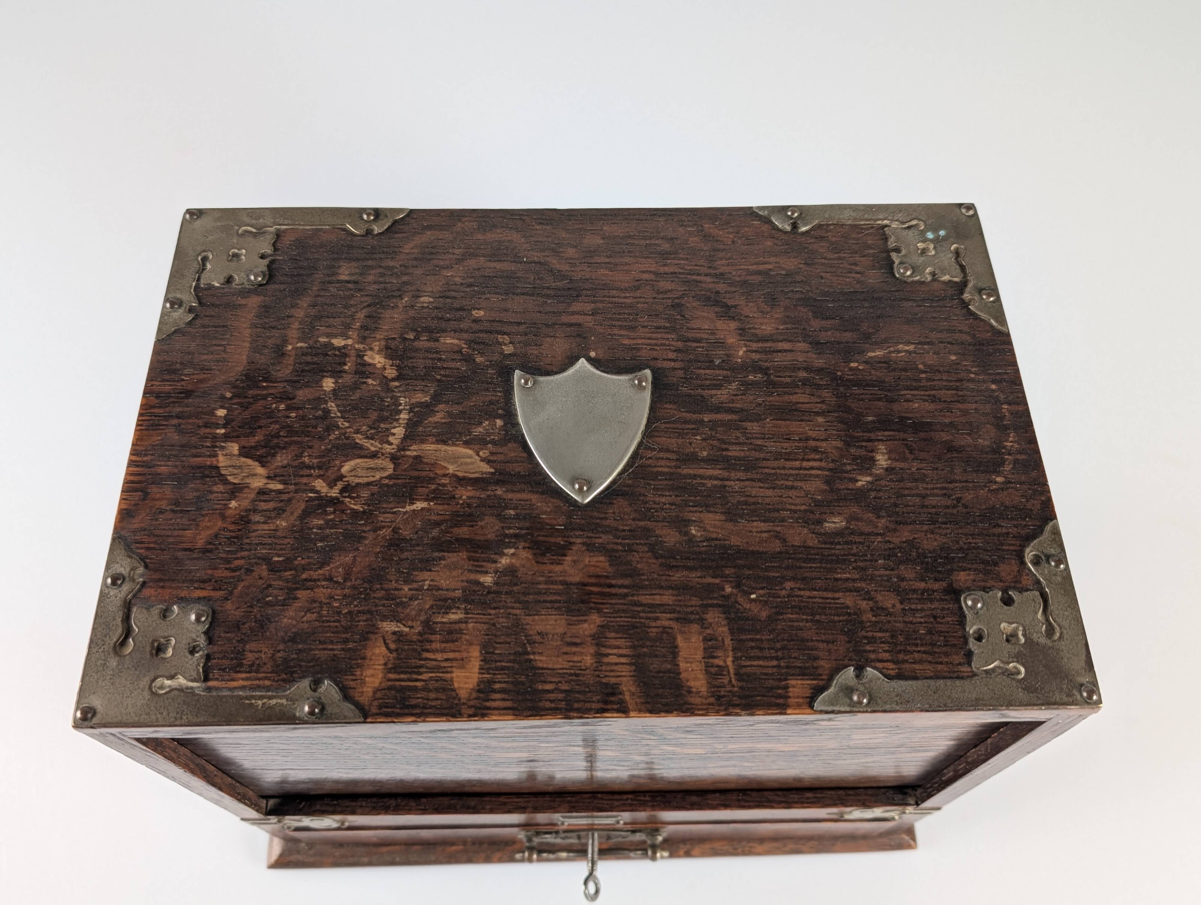 Victorian Oak Writing Cabinet with Automatic Tambour, 19th Century