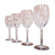 Set of 4 Vintage Engraved Crystal White Wine Glasses