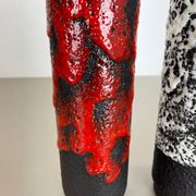 Set of Two Pottery Fat Lava Vases "Black-red-white" by Jopeko, Germany, 1970s