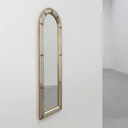 Venetian Style Arched Mirror with Gilt Beaded and Glass Frame, Italy, 20th