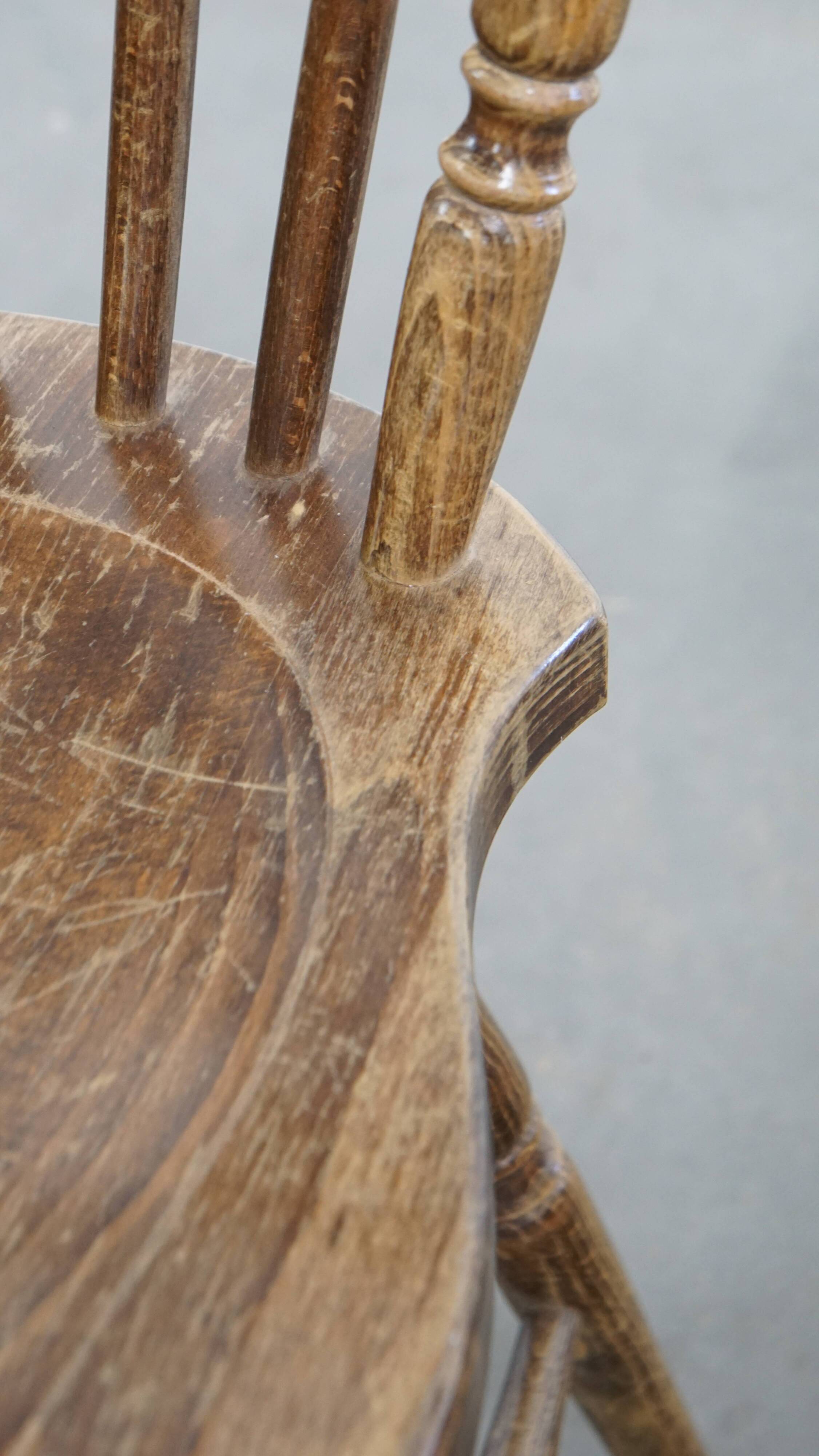 Set of 8 antique wooden spindle chairs