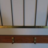 Mid-century brass and teak wall coat rack, 1960s