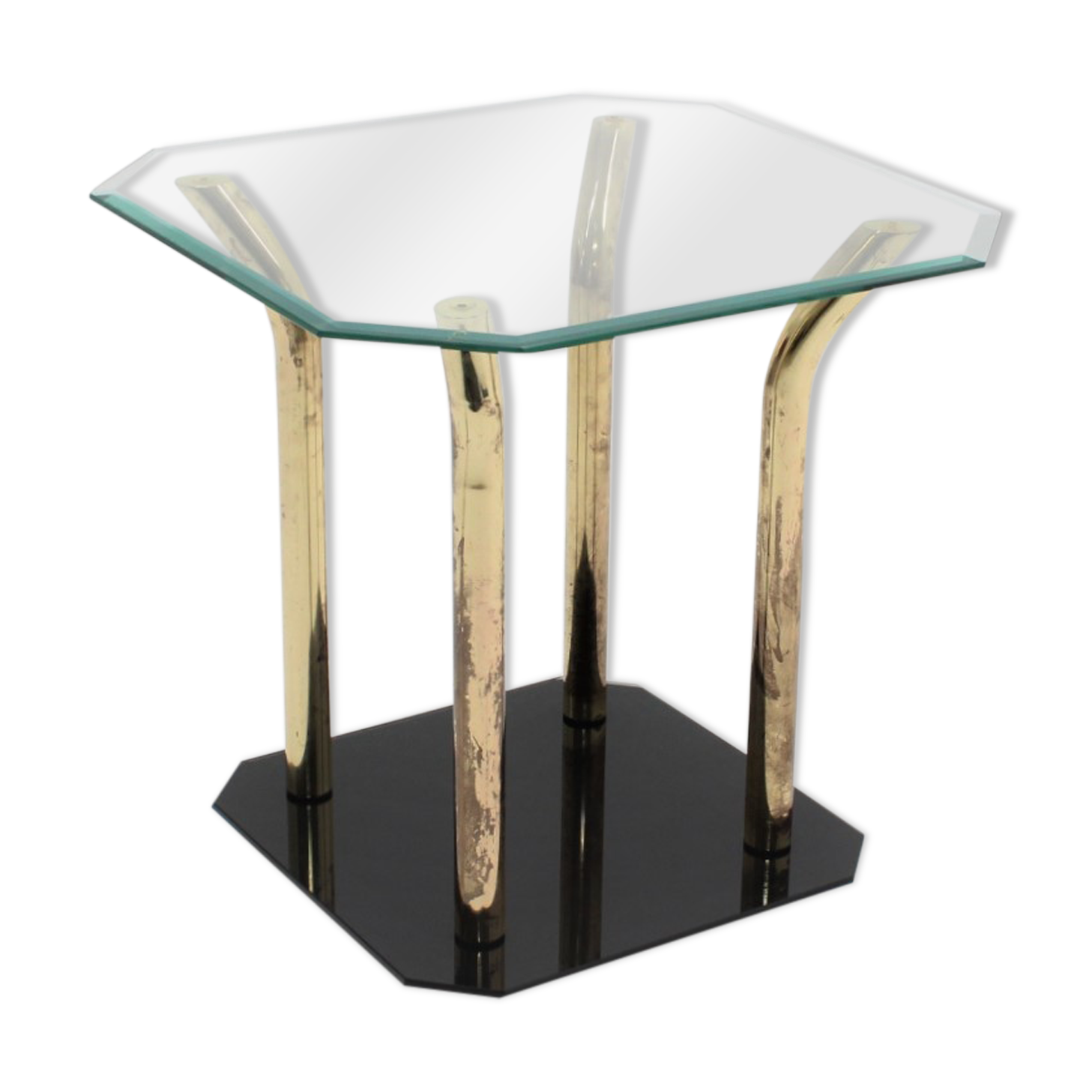Italian cut glass and brass side table, 1970s