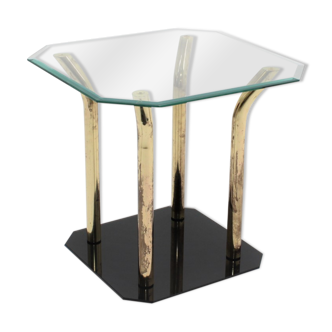 Italian cut glass and brass side table, 1970s