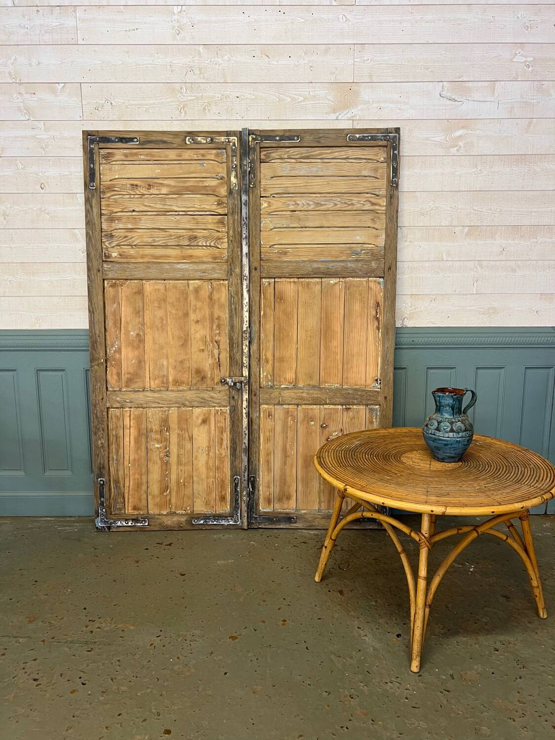 Weathered pine shutters