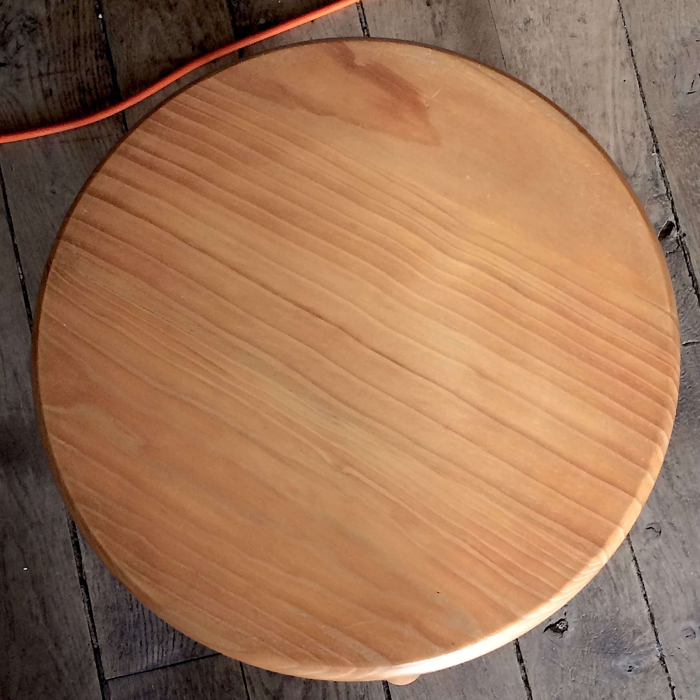 Alpine-style waxed wooden tabouret