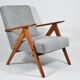 Vintage armchair Compas, 1960s, restored, grey fabric, teak