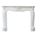 Louis XV style white Carrara marble fireplace circa 1980