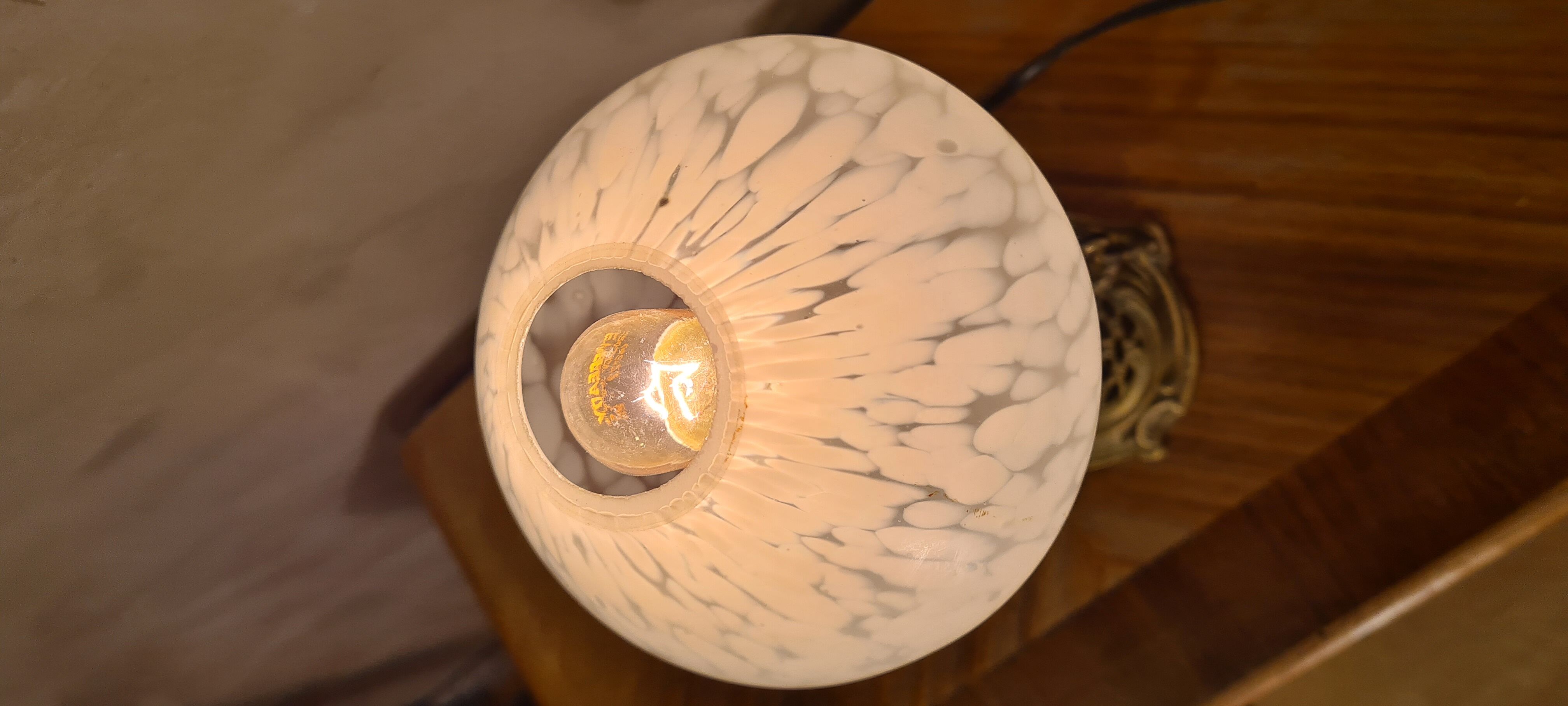 Art nouveau bronze and brass lamp