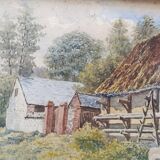 WATERCOLOR 1907 by Albert GYSEL Farm at LA MOTTE AU BOIS towards the North BOURRE