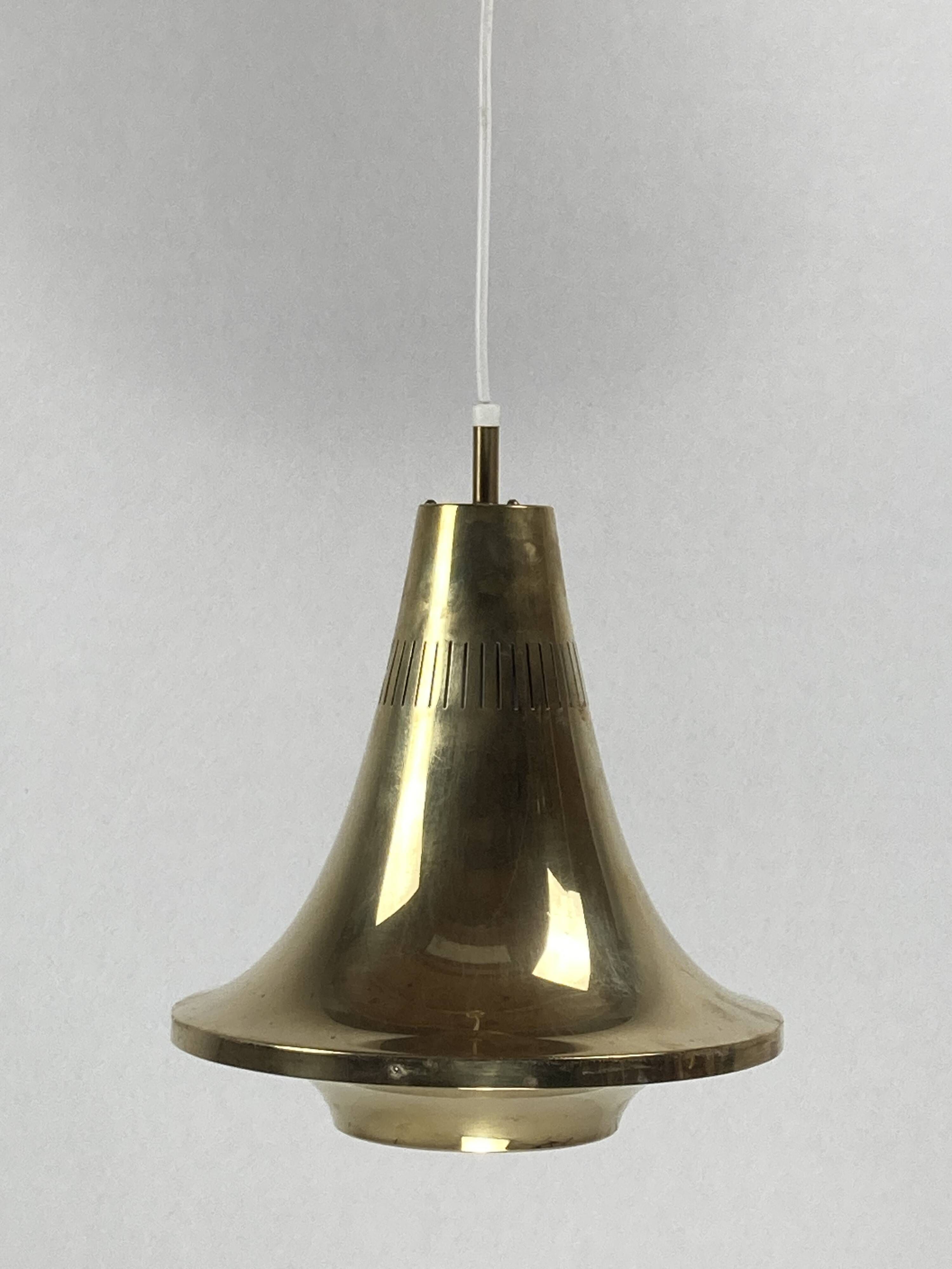 Scandinavian brass hanging pendant lamp by Hans Agne Jakobsson, Sweden 1960s