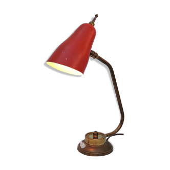 Lampe de bureau cocotte design Vintage en tole et laiton 1950