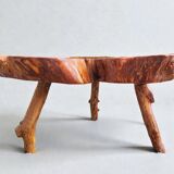 Olive root coffee table in brutalist style.