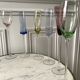 Set of 10 very high champagne flutes in colored glass 70s