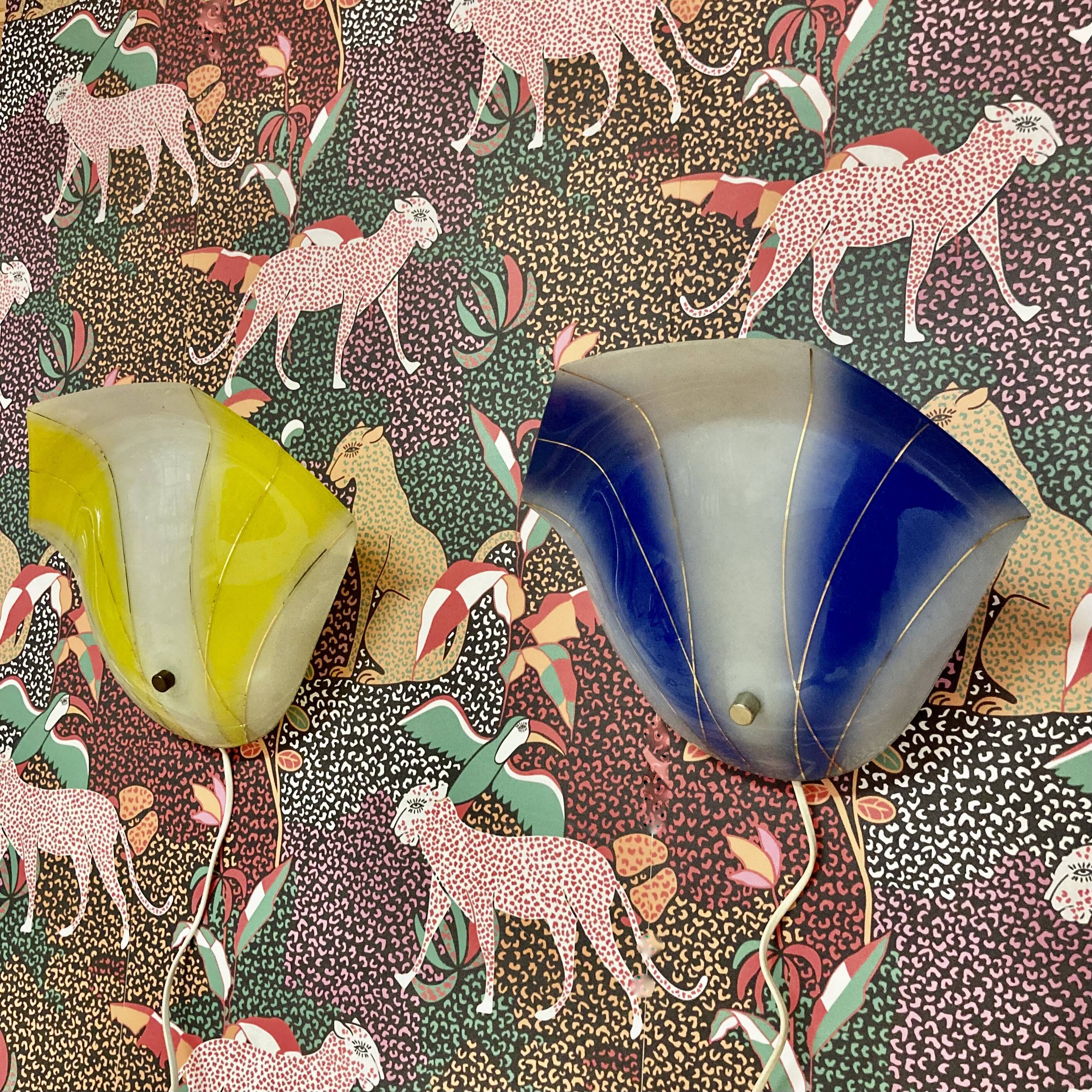 Paire d'appliques en verre Design scandinave 1950.
