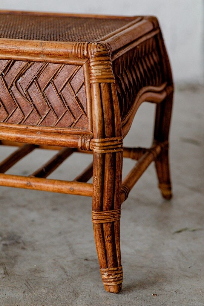 Dark rattan coffee table