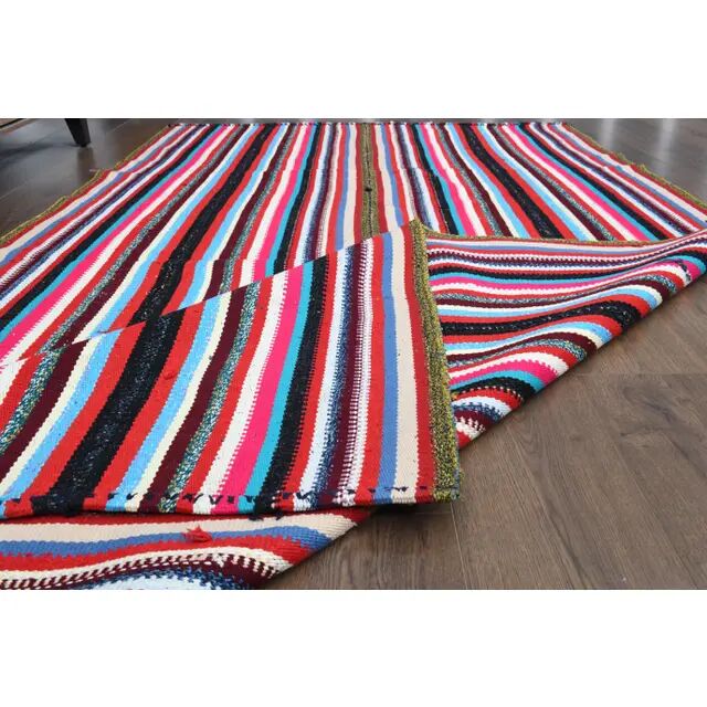 Tapis vintage turc Oushak fait main en laine et coton, années 1970