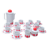 70s red polka dot porcelain coffee set