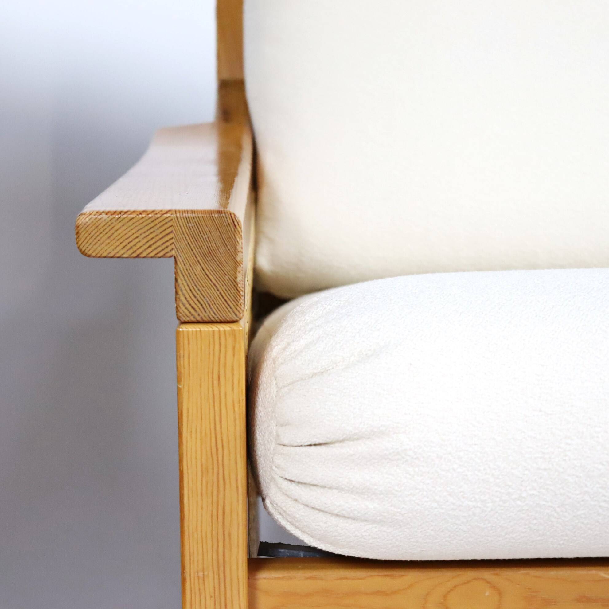 Pair of 70s cane and pine armchairs