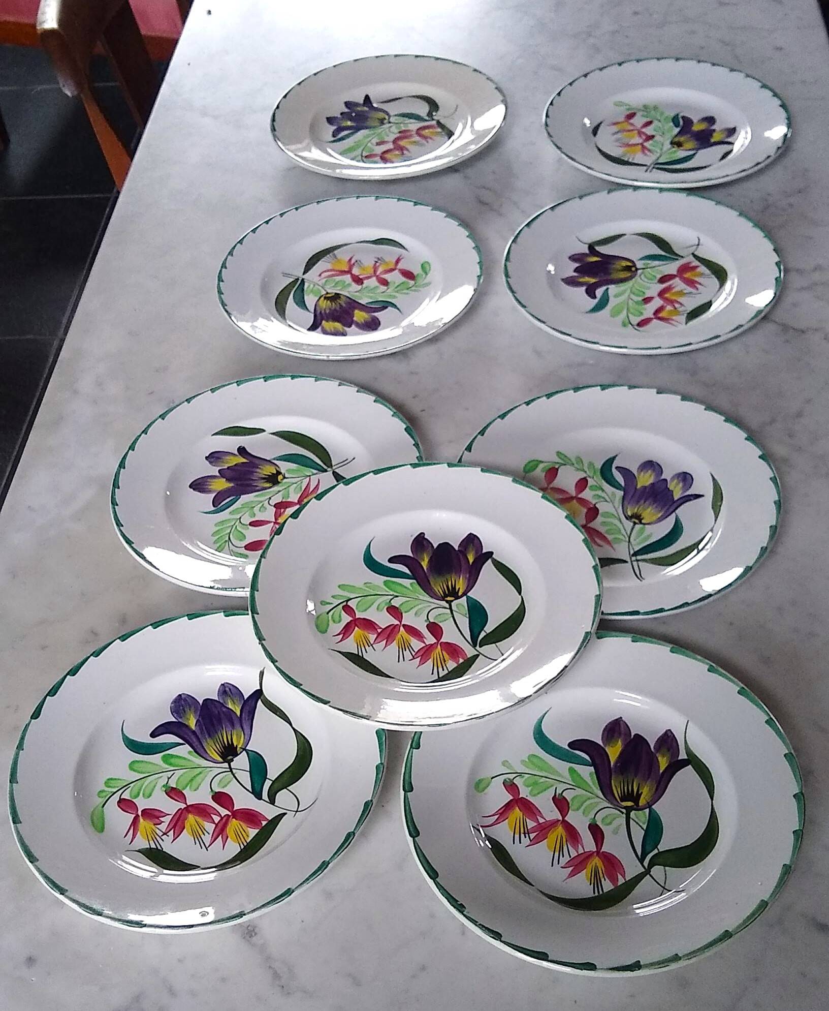 Dessert plates Terre de fer St Amand and Hamage Nord - Hand painted