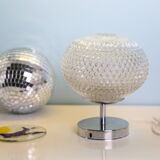 Vintage table lamp, diamond-style glass globe