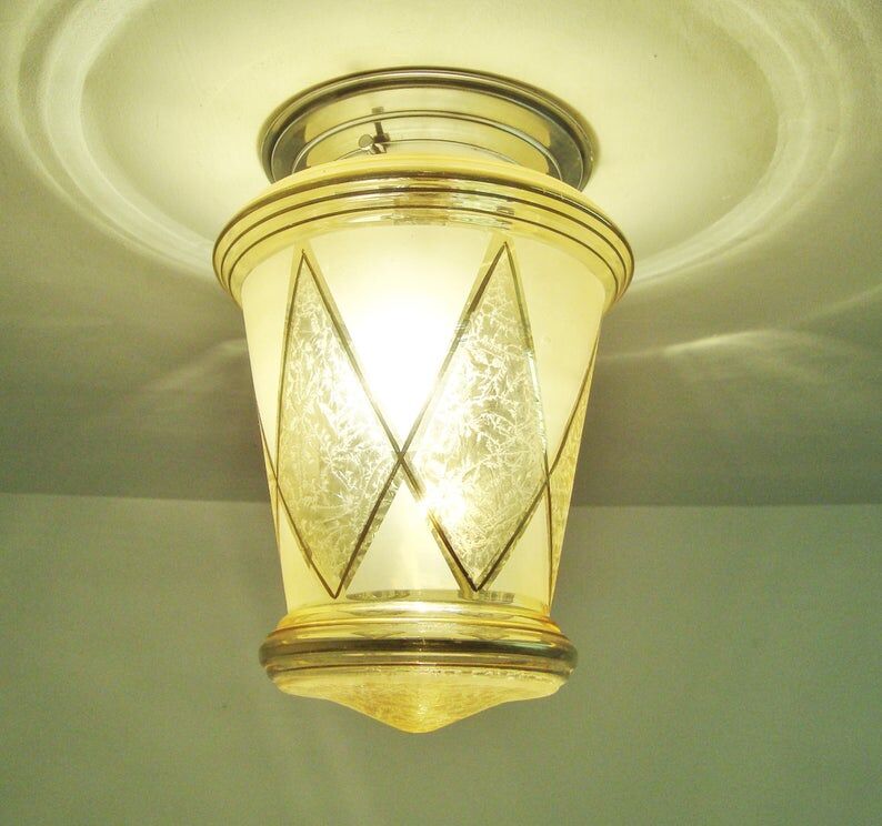 Ancient lantern of the 50s golden glass