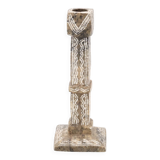 Moroccan candle holder in carved beige stone, 1970s
