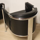 Pair of armchairs in synthetic leather and chromed metal, 1970