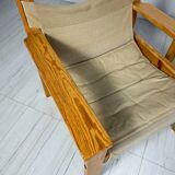 '70s set of 2 pine & canvas lounge chairs by Erik Wørts for IKEA