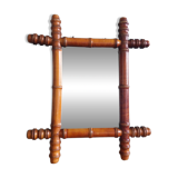 Mirror with turned bamboo-style wooden frame 40x34 cm