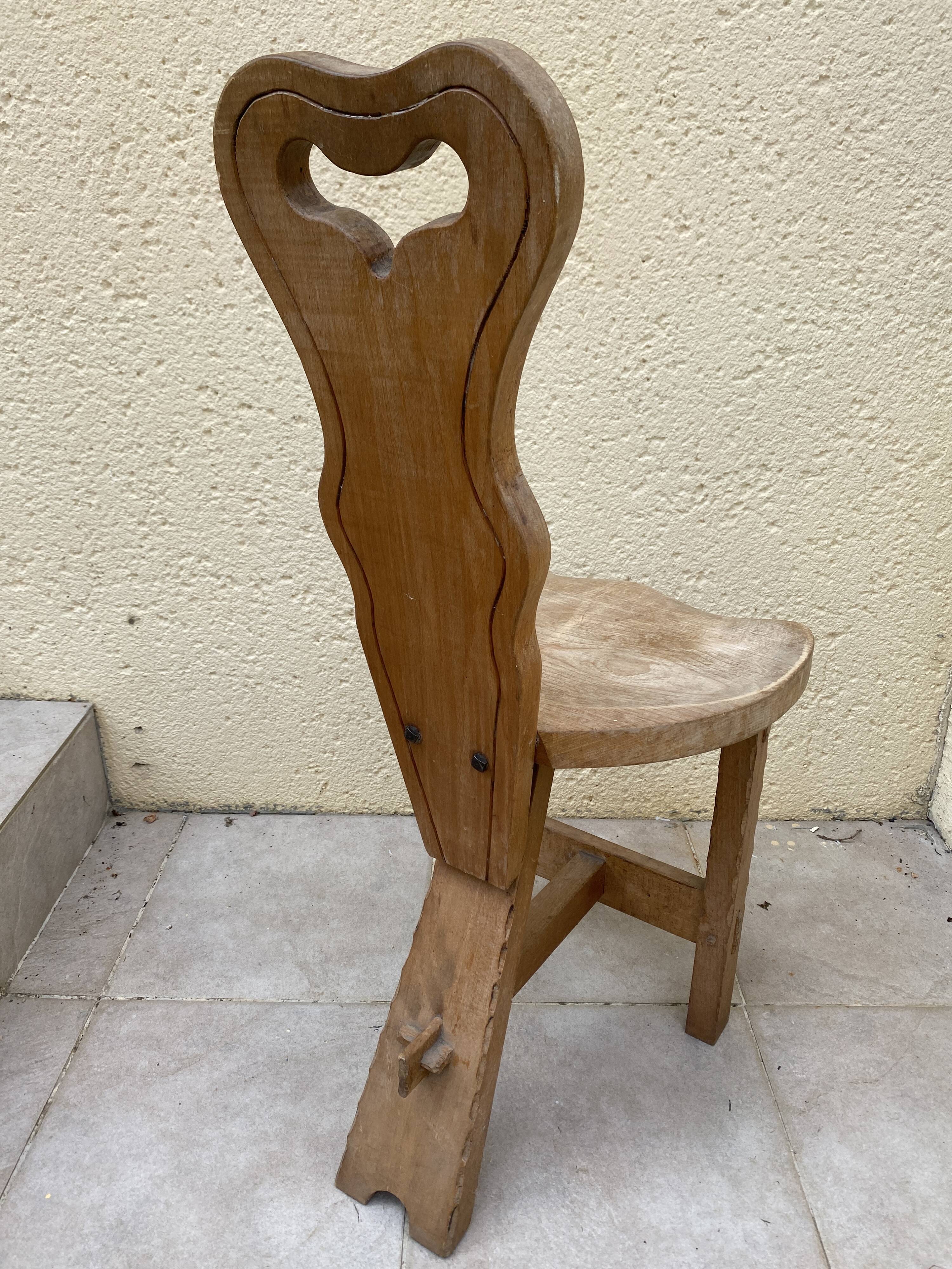 Wooden tripod chair from the 60s