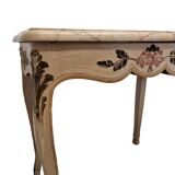 Table peinte classique vintage avec plateau en marbre, années 1950