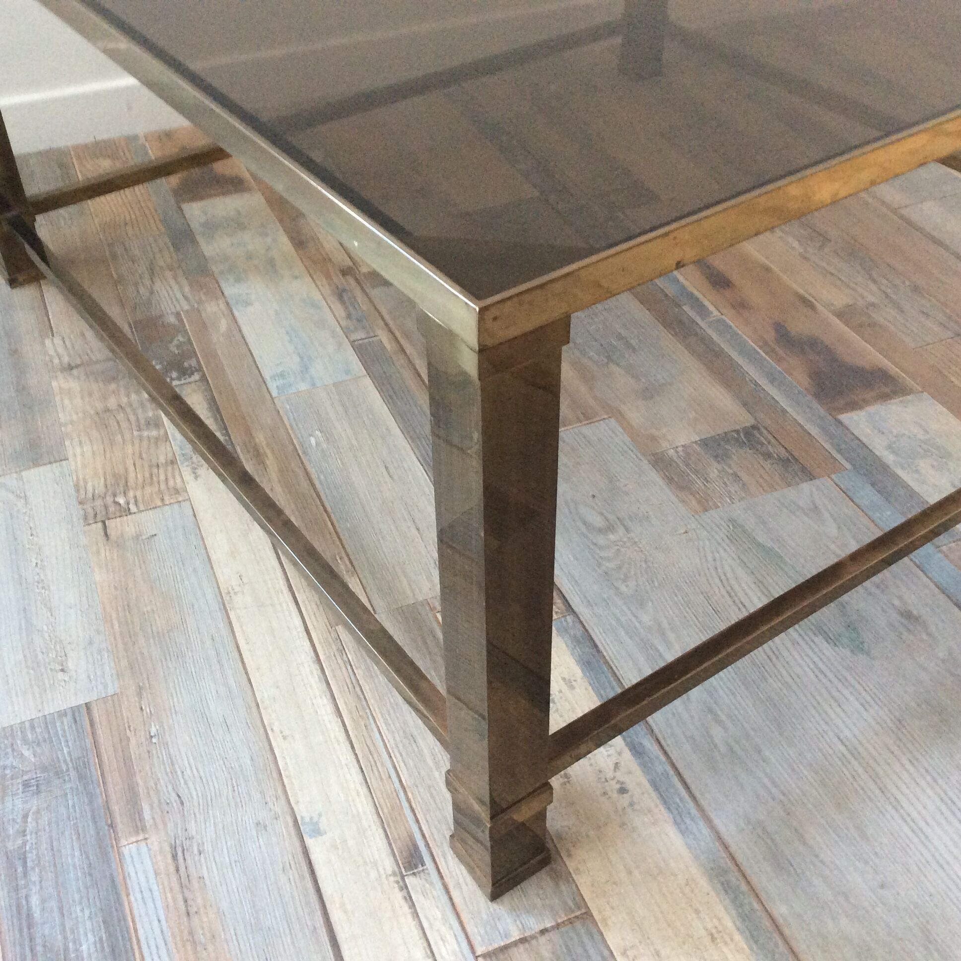 Belgo Chrome coffee table in vintage 70s brass