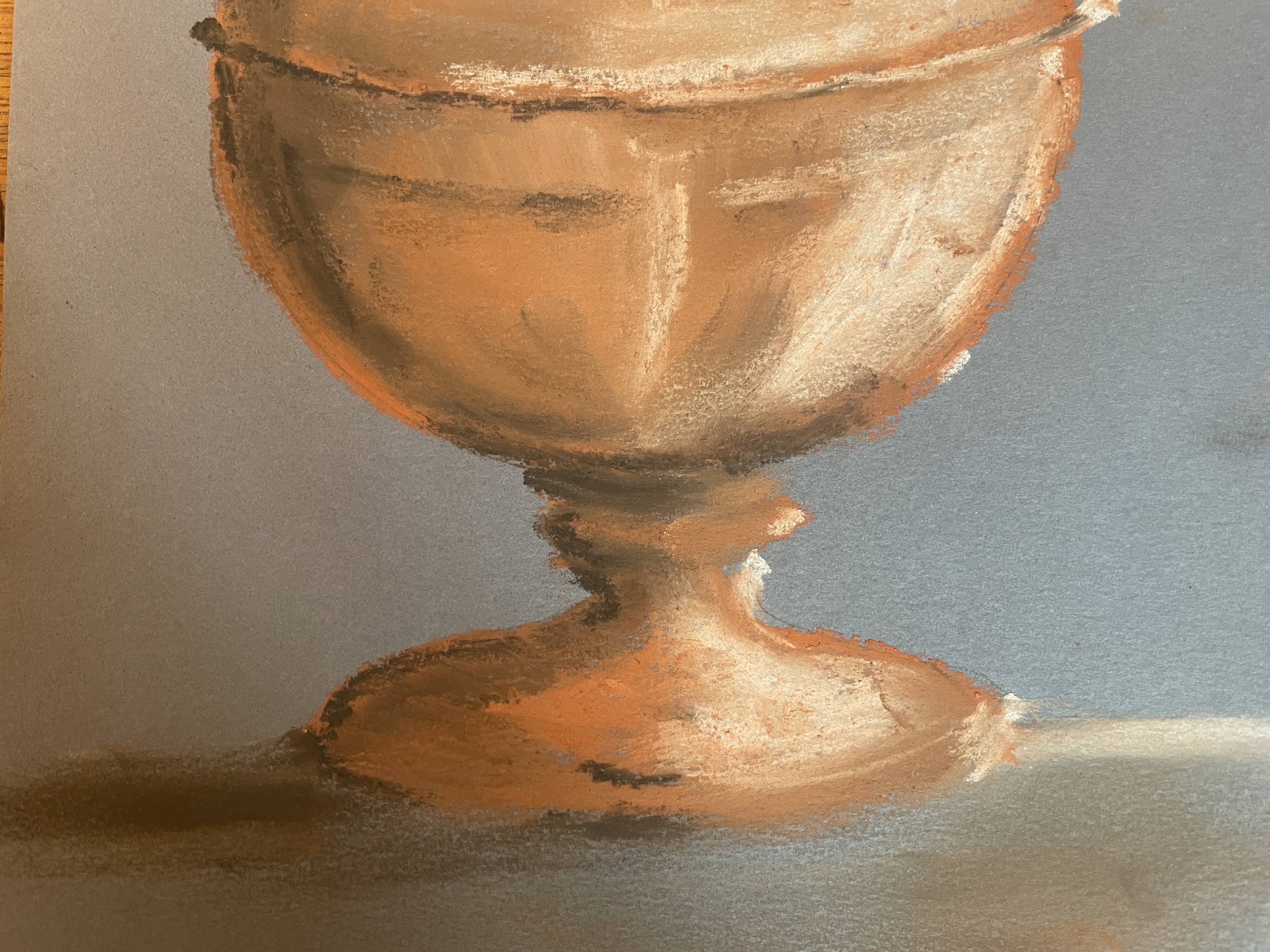 Signed painting Pastel terracotta "terracotta candy box" indigo paper