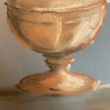 Signed painting Pastel terracotta "terracotta candy box" indigo paper